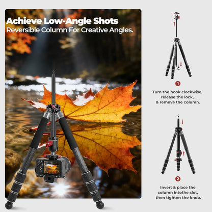 The Real Multi-Tripod 5-in-1 Carbon Fiber Design for Cameras & Smartphones, Tripod, Monopod, Trekking Pole, Desktop Mode – Up to 20kg Payload
