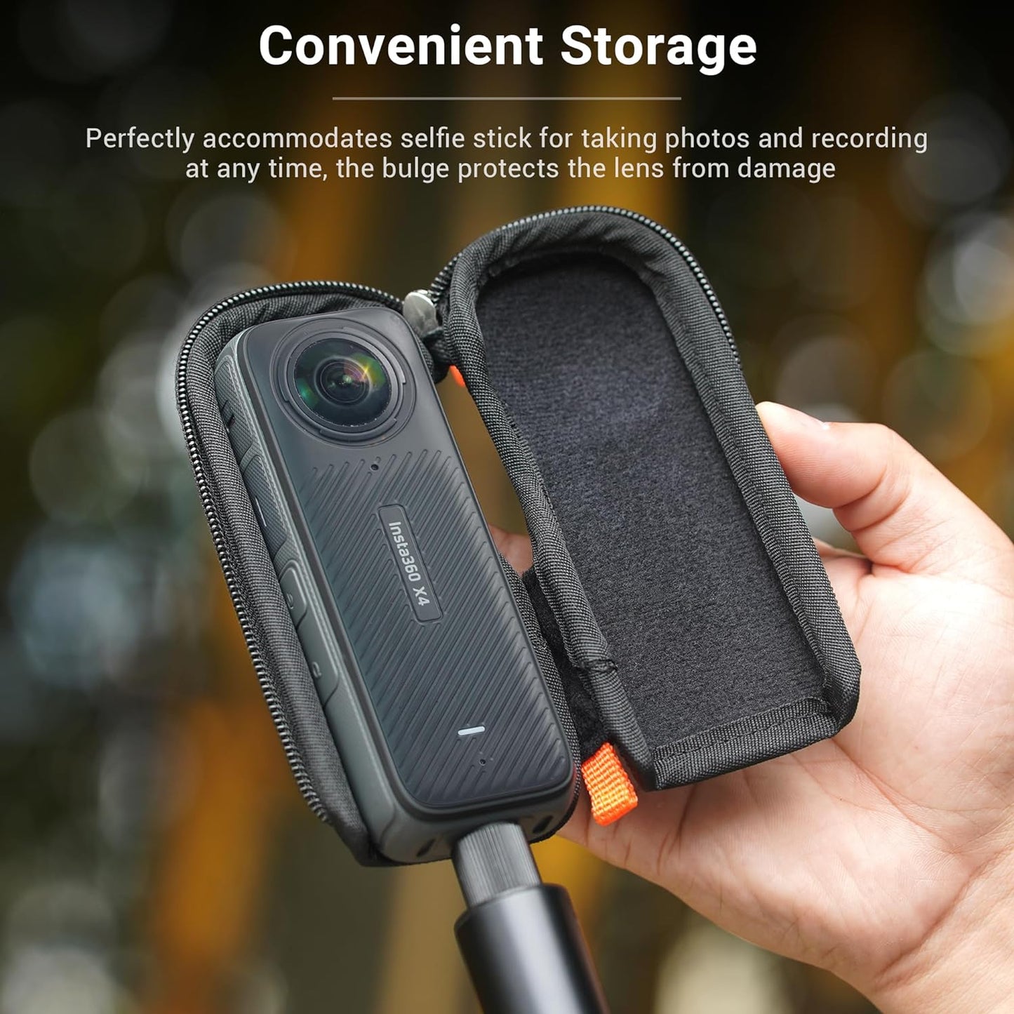 Black Mini Camera Bag for INSTA360 X4, Multifunctional Selfie Stick Case GetzGet