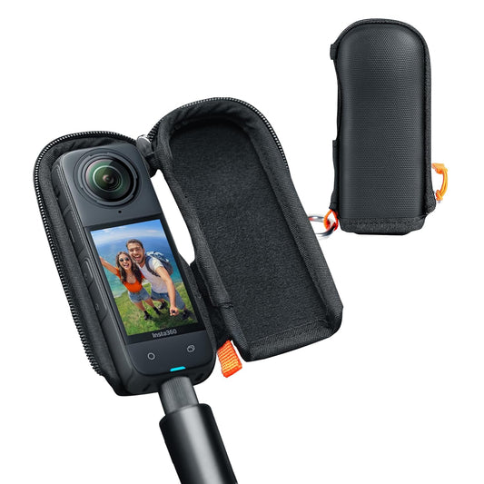 Black Mini Camera Bag for INSTA360 X4, Multifunctional Selfie Stick Case
