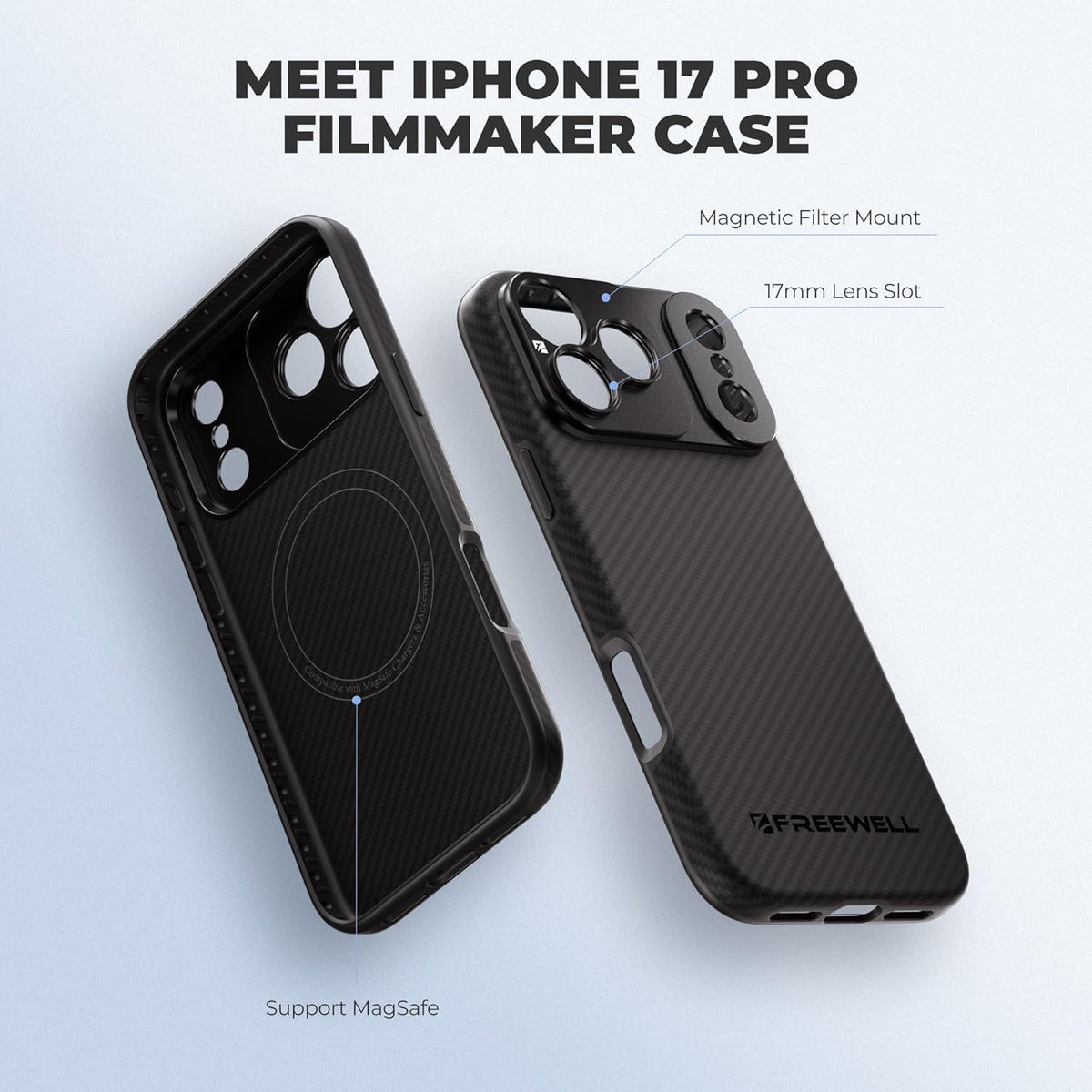 Freewell Pro Filmmaker Case for iPhone 17 Pro Max (17mm Lens Mount, Black) (view 4)