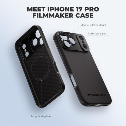 FREEWELL Pro Filmmaker Case for Phone 17 Pro Max, Magnetic Filter System with 17mm Lens Mount, Polycarbonate, Black
