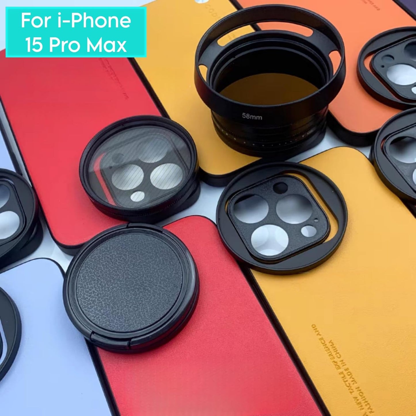 Phone Case Compatible with iPhone 15 Pro Max for 58mm Lens Nd Filter Attachable Aluminum slot mobile Cover