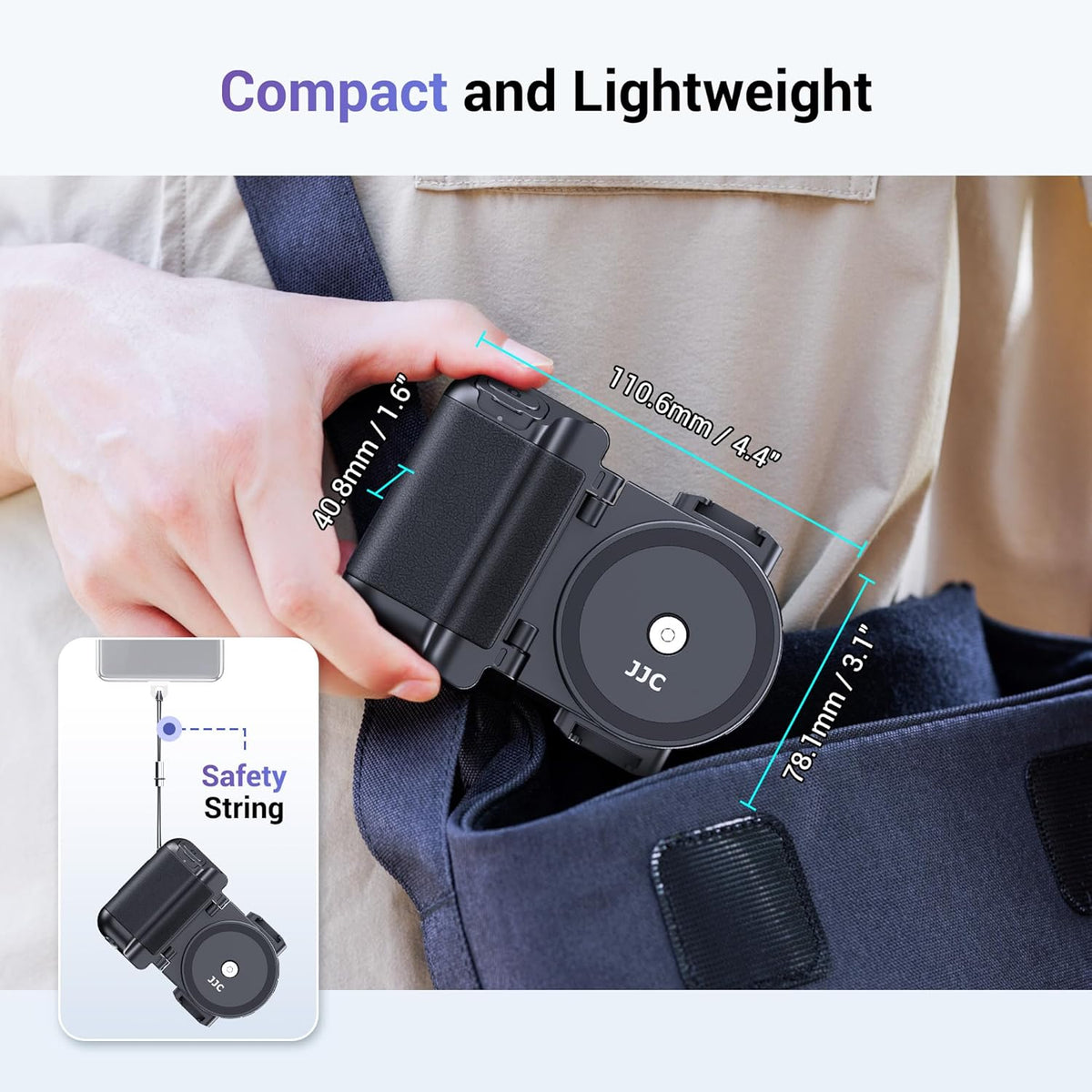 JJC Phone Clamp Camera Grip with Wireless Remote, 2 Cold Shoes (Black) (view 6)