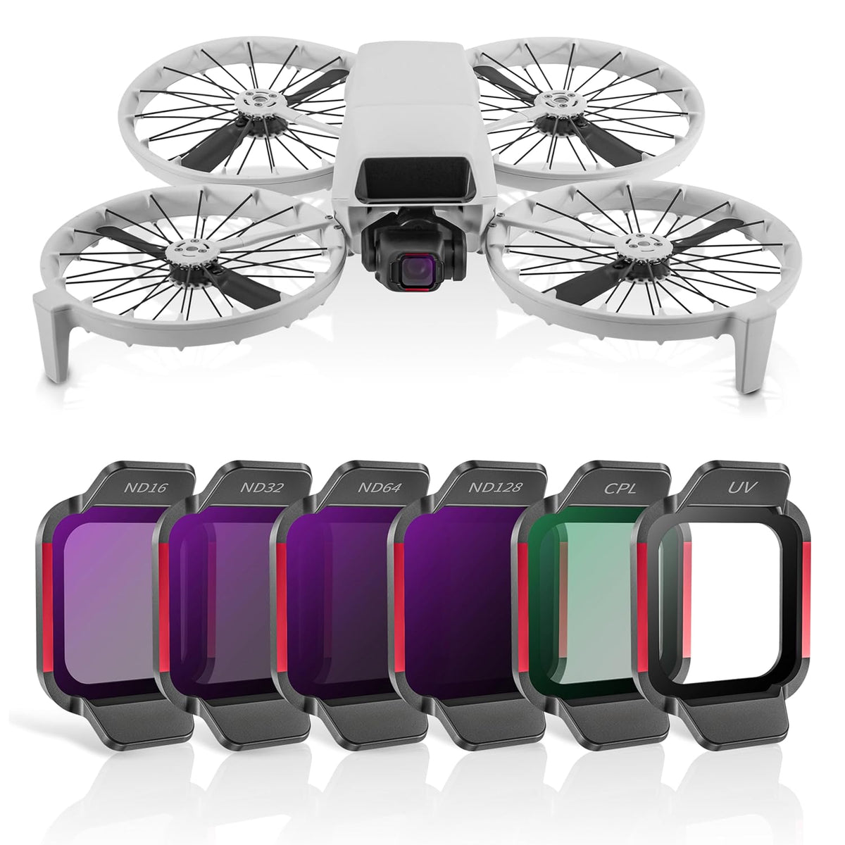 6-Pack Filter Set for DJI Flip Drone (ND16, ND32, ND64, ND128, CPL, UV)