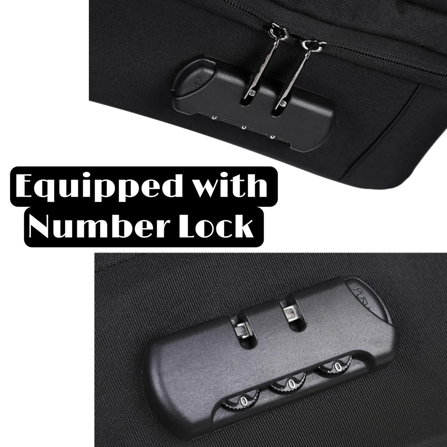 Getzget Storage Backpack Equipped with Number Lock, Double Safety Belt & Charging Point Laptop Bag (Black)