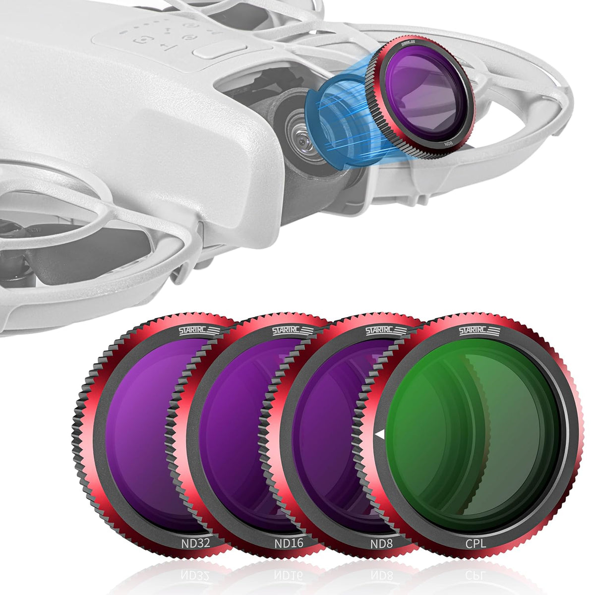 Startrc 4-Pack Magnetic Filters for DJI Neo (ND8, ND16, ND32, CPL)