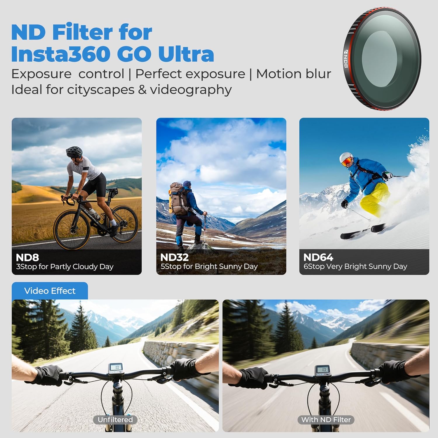 Freewell Standard Day Filter Kit for Insta360 GO Ultra (ND8, ND32, ND64 & CPL Filters)