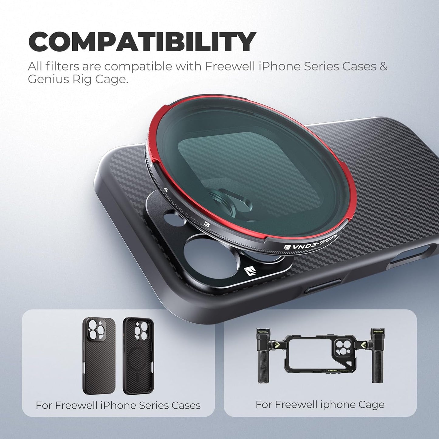 Freewell Sherpa VND/CPL 3-7 Stops Compatible only with Freewell Sherpa iPhone Series Cases & Genius Rig Cage