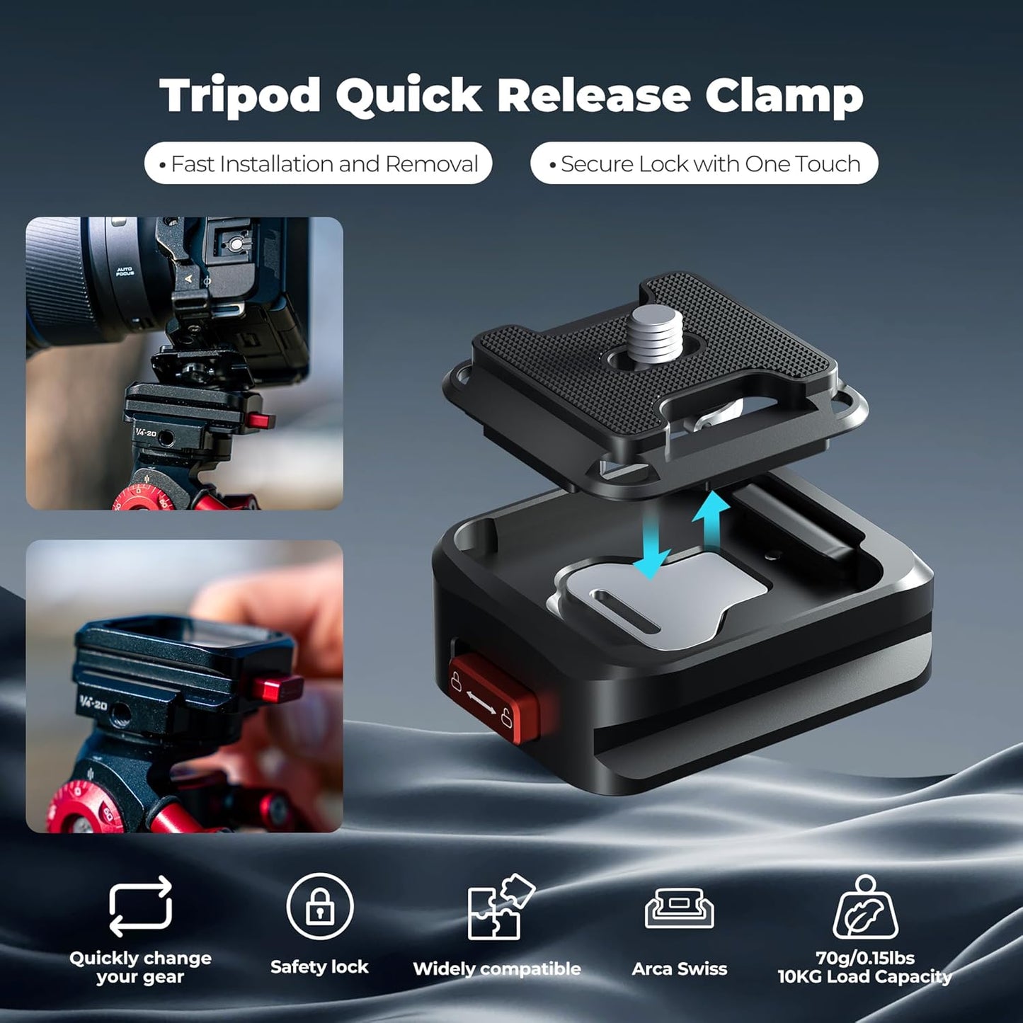 Freewell Tripod Quick Release Clamp for Fast Camera Mounting