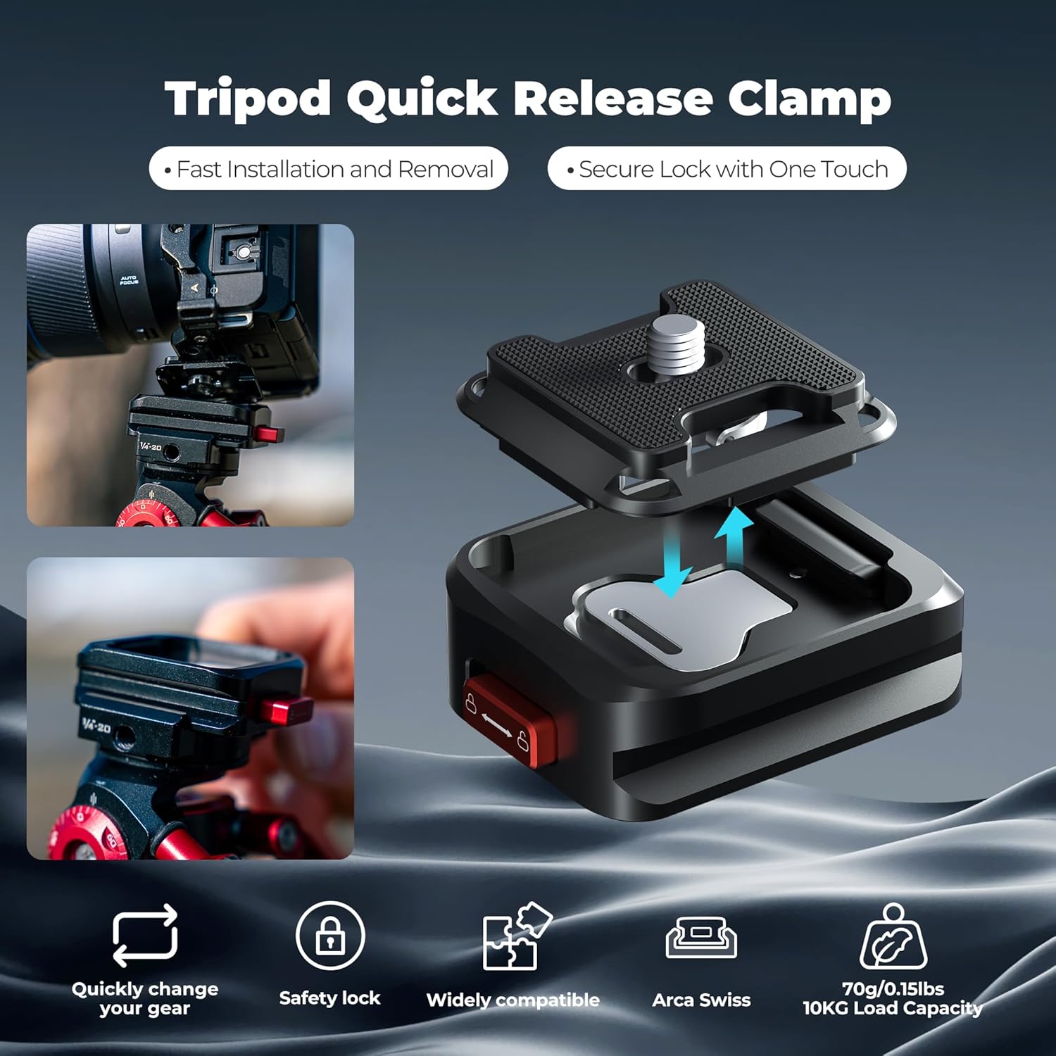 Freewell Tripod Quick Release Clamp for Fast Camera Mounting