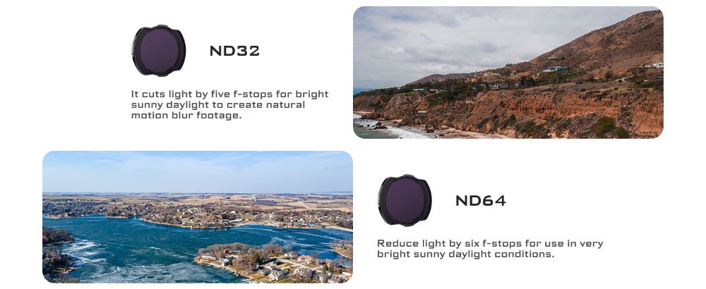 Freewell Standard Day – 4Pack ND8, ND16, ND32, ND64 Filters Compatible with DJI Avata Drone/O3 Air Unit