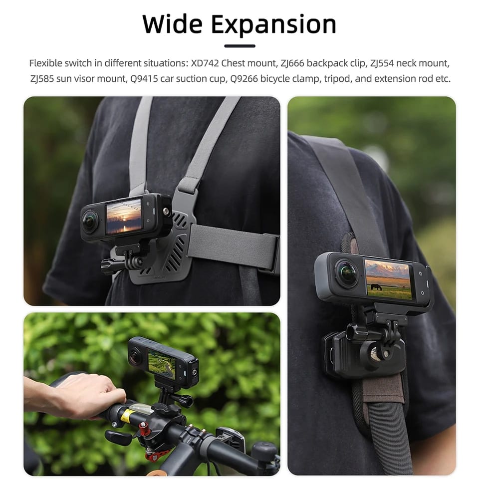 GetZget®Universal Vertical & Horizontal Mount for Insta360 X4 – Dual-Angle Tripod Magnetic Adapter Bracket for Insta360 X4 Action Camera – 1/4" Screw Compatible, Durable Aluminum Alloy