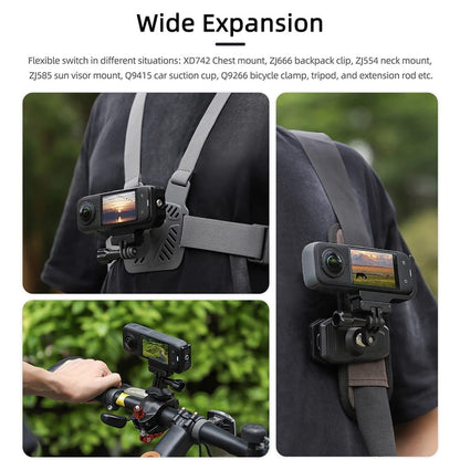 GetZget®Universal Vertical & Horizontal Mount for Insta360 X5/ X4/ X3 – Dual-Angle Tripod Magnetic Adapter Bracket for Insta360 Action Camera – 1/4" Screw Compatible, Durable Aluminum Alloy