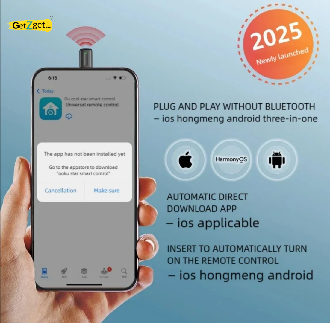 Ocrustar 7th Gen 2025 Mini Smartphone IR Remote Controller Adapter For Android & iOS iPhone Mini IR Blaster Universal Control All in One AC/TV/DTH/DVD/STB (Type-C)