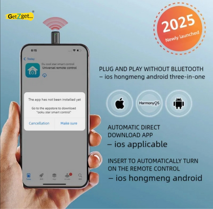 Ocrustar 7th Gen 2025 Mini Smartphone IR Remote Controller Adapter For Android & iOS iPhone Mini IR Blaster Universal Control All in One AC/TV/DTH/DVD/STB (Type-C)