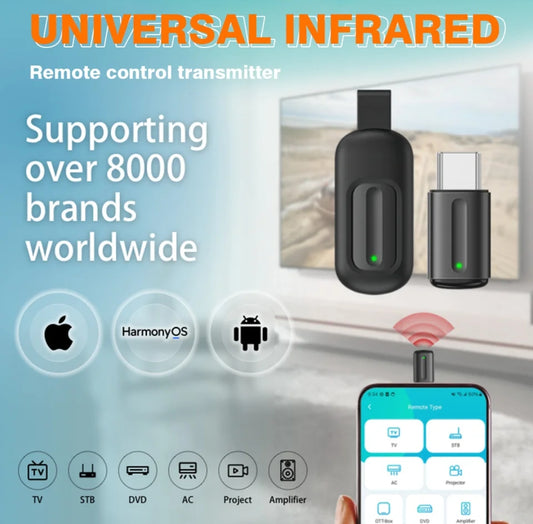 Ocrustar 7th Gen Mini Smartphone IR Remote Controller Adapter For Android & iOS iPhone Control All in One AC/TV/DTH/DVD/STB 