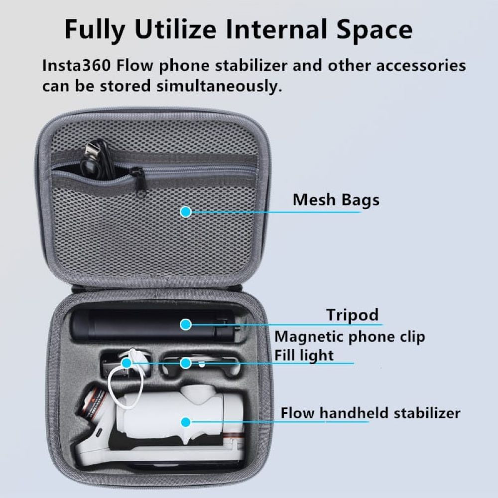 Carrying Case Bag For Insta360 Flow Mobile Gimbal & Accessories Travel Protective Case