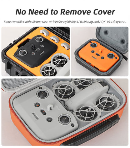 Sunnylife Silicone Protective Cover with Lanyard Strap Remote Controller Protector for Flip /Neo/Neo2/ Mini 2/3/3Pro/Mavic Air 2/2s,Mavic 3 Accessories (Grey)