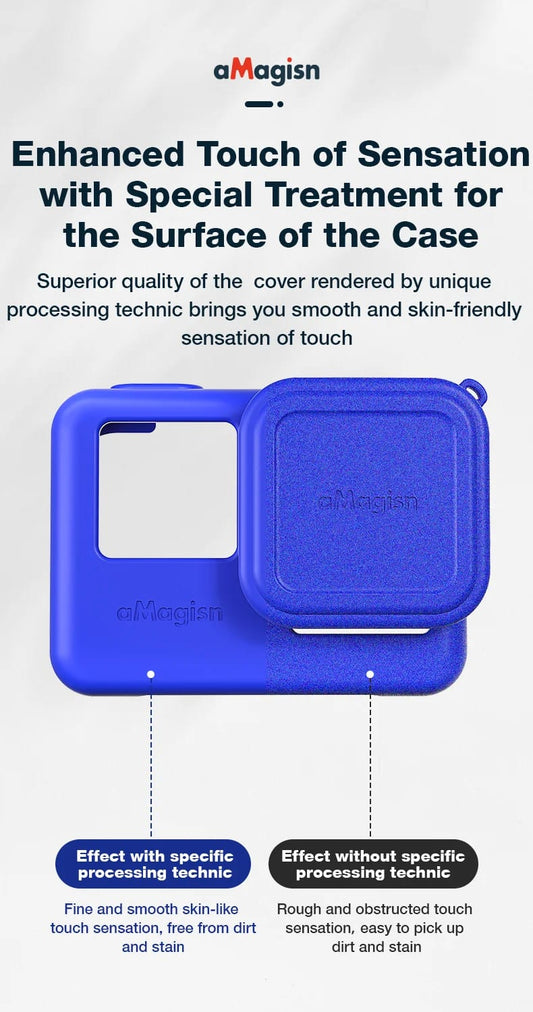 Silicone Case Cover for Insta360 Ace Camera Skin with Lens Cap – Blue