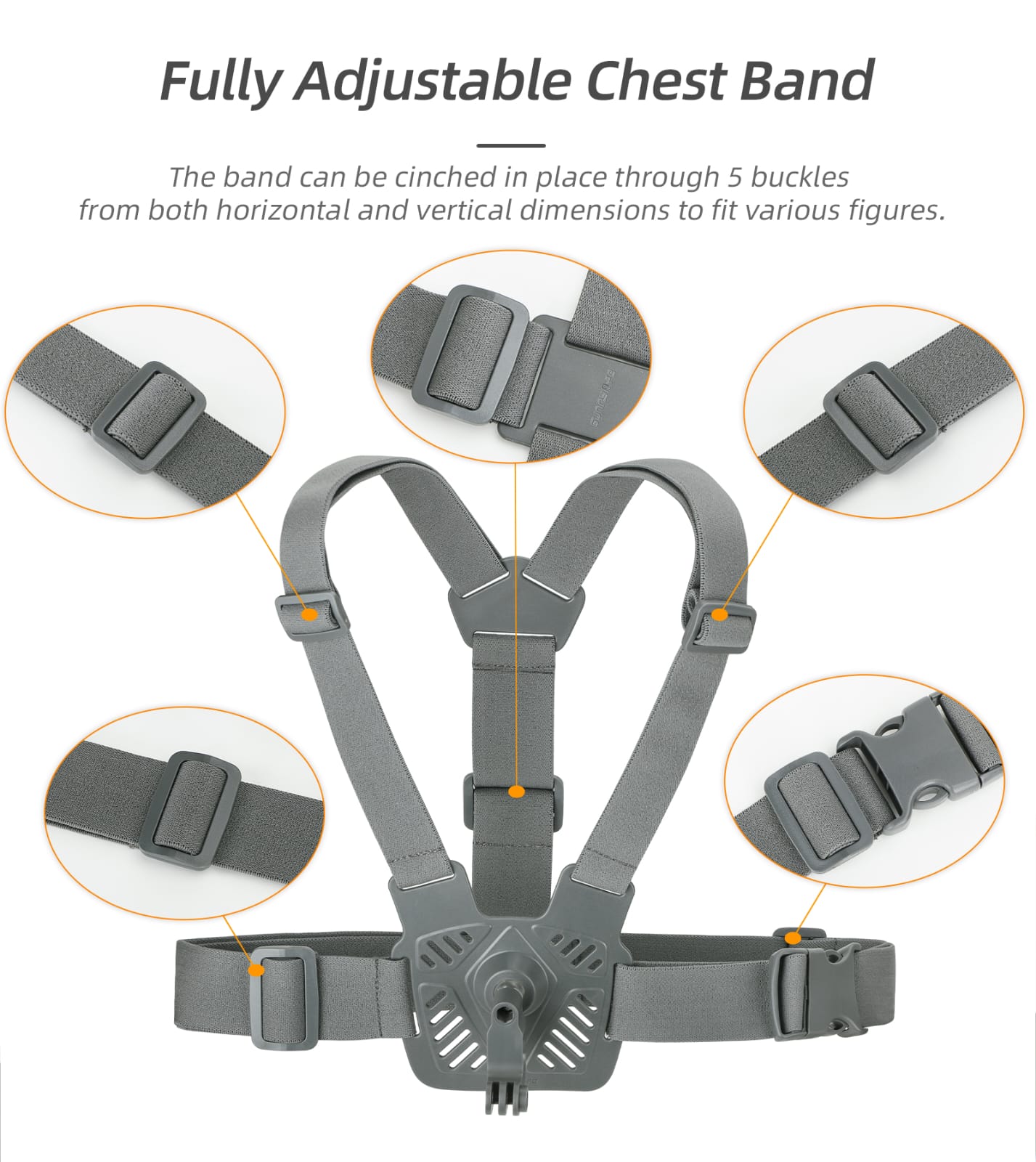 360° Rotation Adjustable Chest Mount Harness Strap for Action Cameras