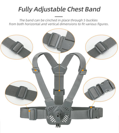 360° Rotation Adjustable Chest Mount Harness Strap for Action Cameras