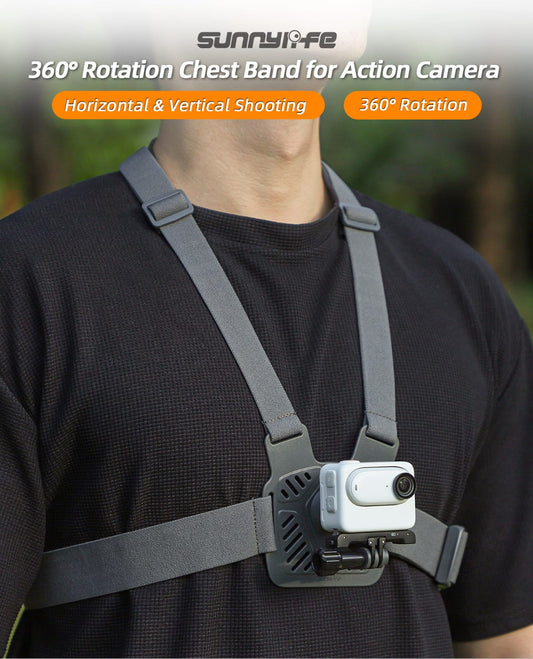 360° Rotation Adjustable Chest Mount Harness Strap for Action Cameras