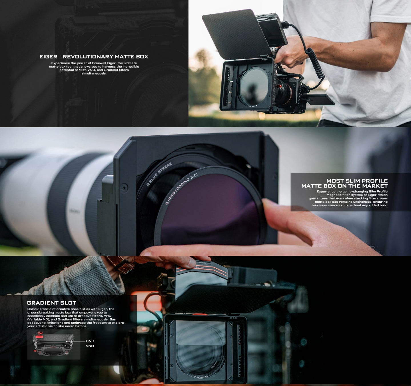 Freewell Starter Kit VND1-5 Stop,VND6-9 Stop,CPL Filters Sets with Eiger Matte Box Compatibility Cameras Photography Accessories