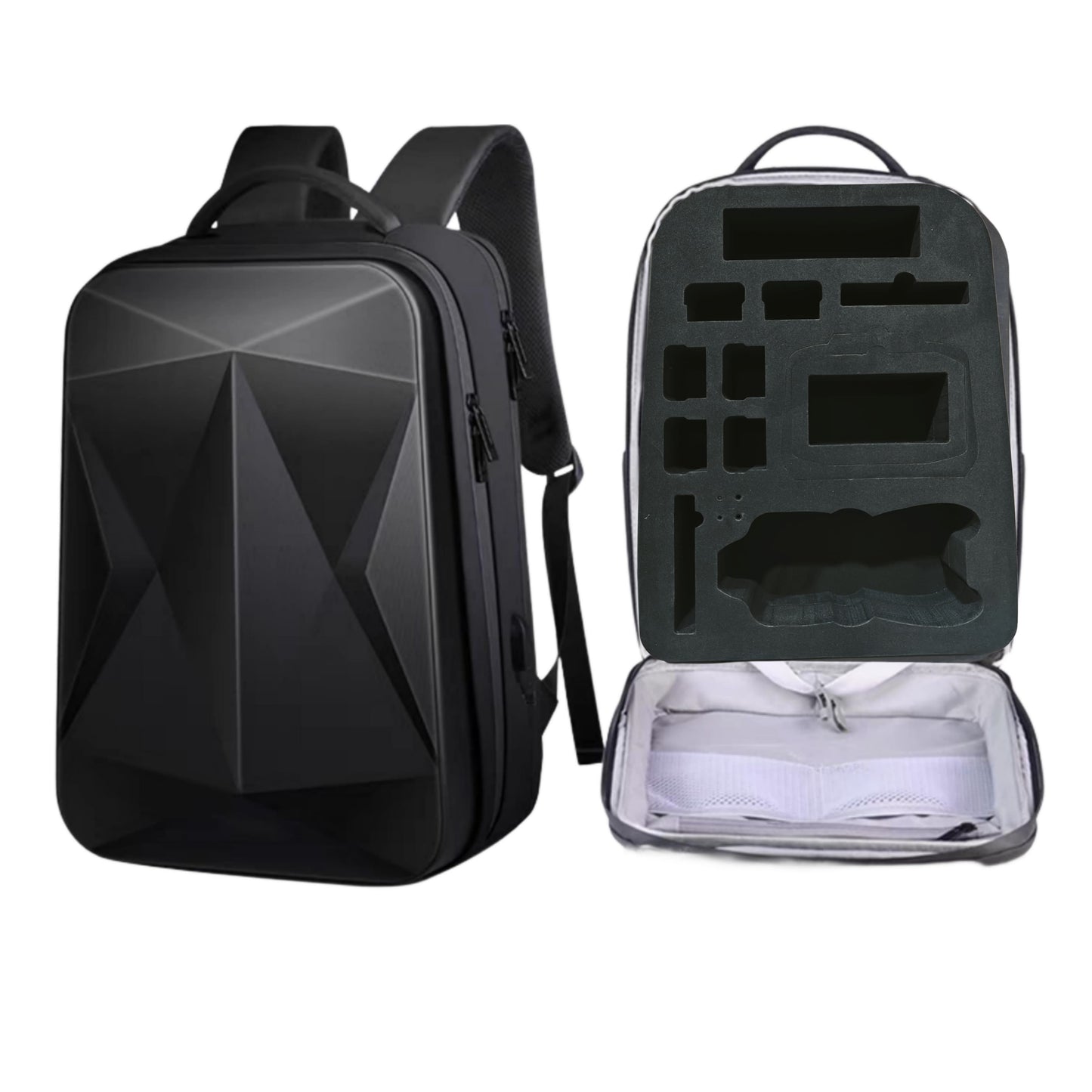 Multipurpose Hard Waterproof Backpack for DJI Air 3 & 3S Accessories Storage  with Safety Belt & EVA Foam (Black)