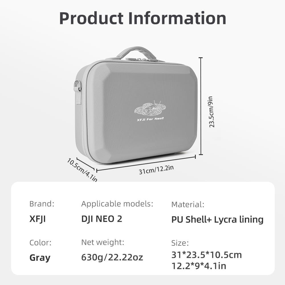 GetZget® Bag for DJI Neo 2 & Accessories Compact Travel Protection PU Case (Neo 2 Combo Bag)