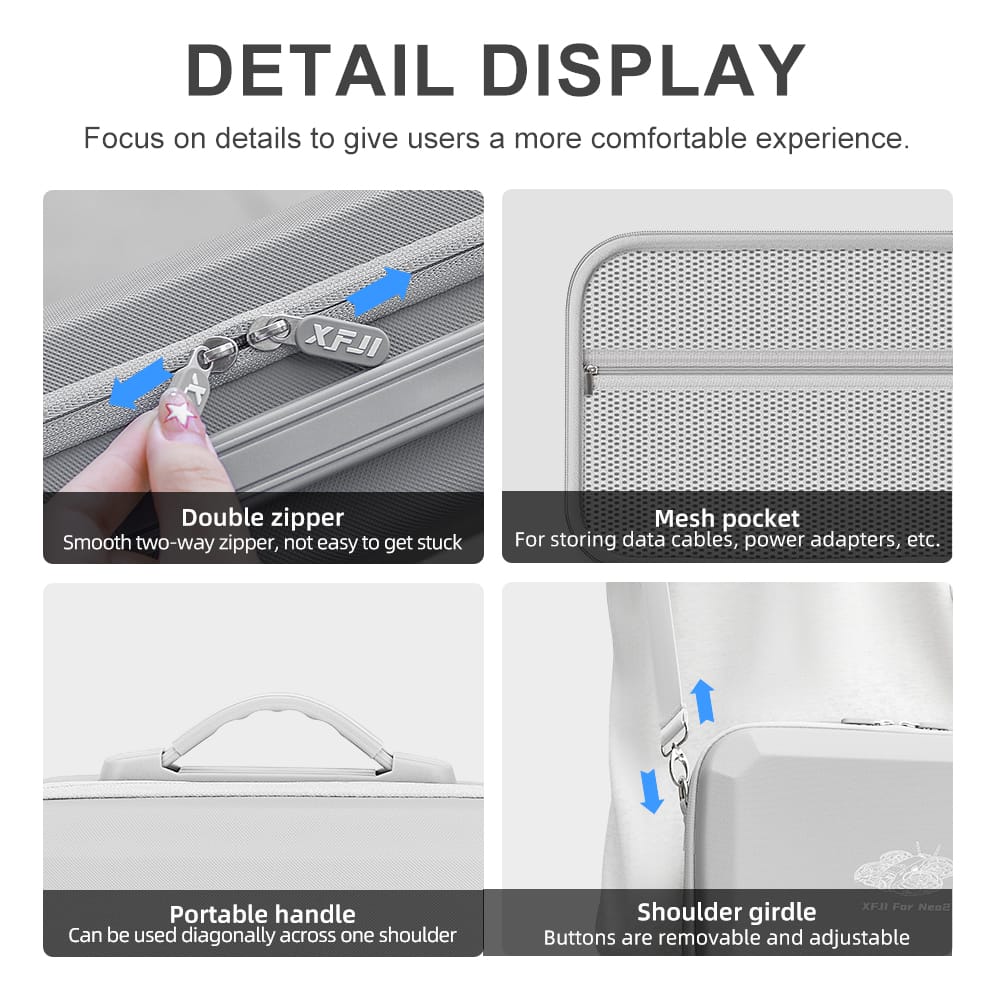 GetZget® Bag for DJI Neo 2 & Accessories Compact Travel Protection PU Case (Neo 2 Combo Bag)