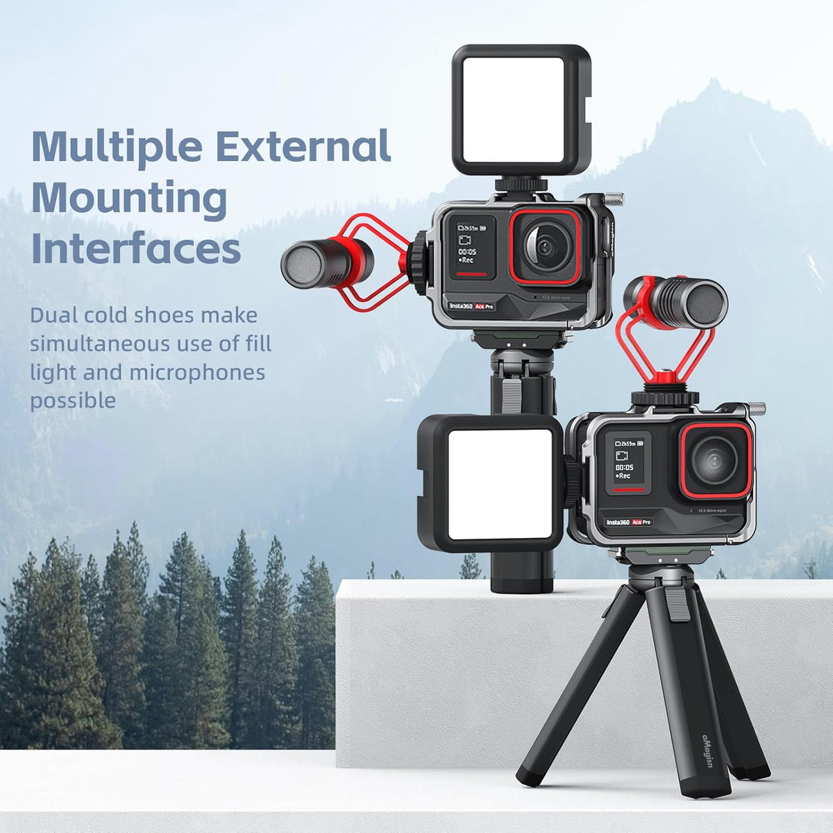 Aluminium Frame Cage for Insta360 Ace / Ace Pro with Silicone Lens Cover (view 9)