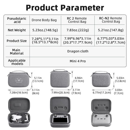 Carrying case Bag for DJI Mini 4 Pro Drone & Rc2 Remote Protective Compact Ca Best Air Travel Accessories (Combo Bags)