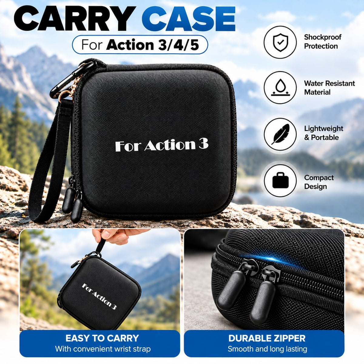 Carrying Case for DJI Osmo Action 6/5 Pro / 4/3 Camera & Accessories Travel PU Compact Mini Bag