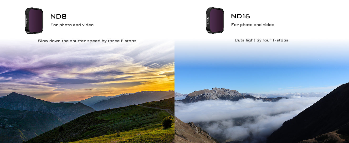Freewell Standard Day - 4K Series - 4Pack ND Filters For Hero12, Hero11, Hero11 Mini, Hero10, Hero9 Black