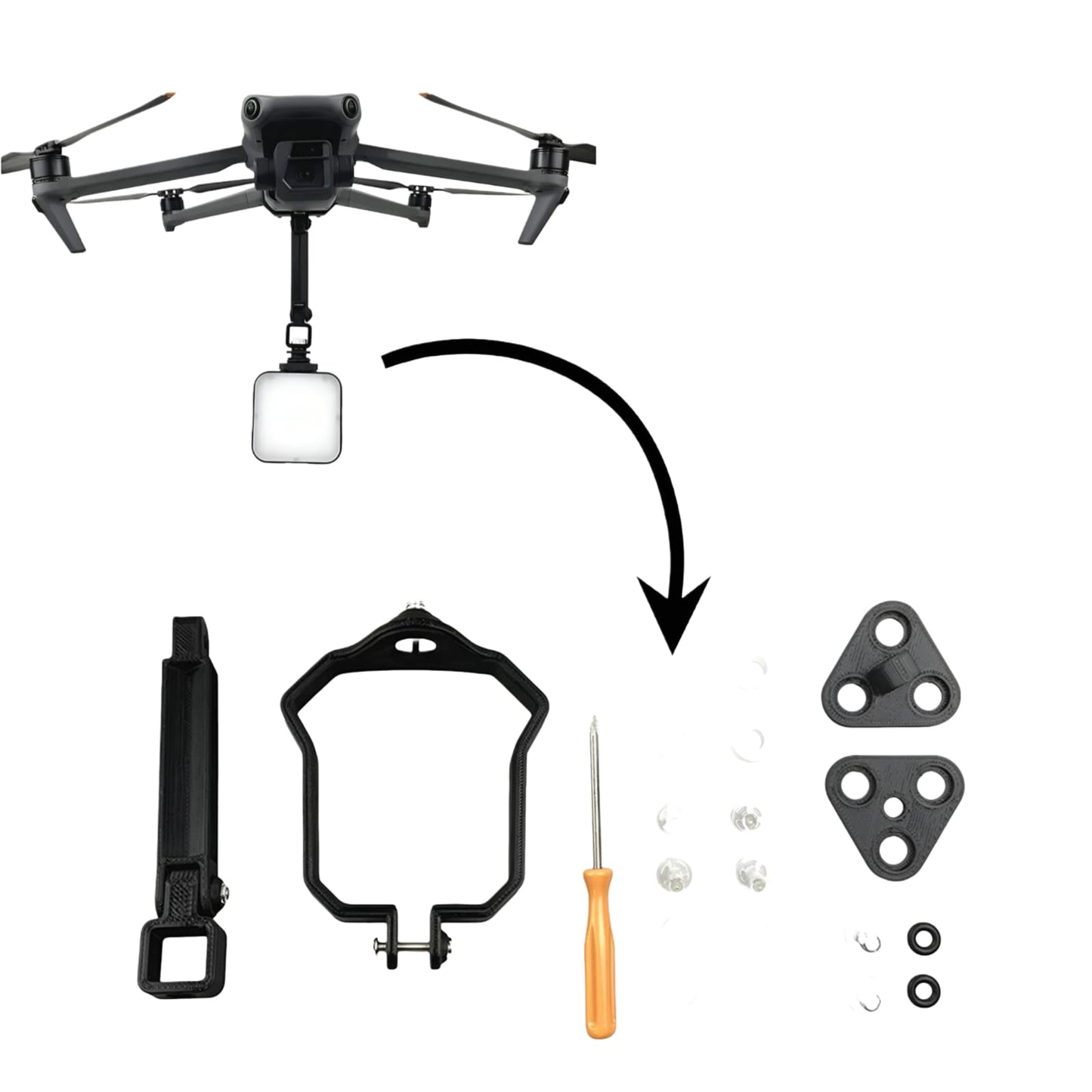 GetZget® Action Camera Holder Mount For DJI Mavic 3/ Classic/Pro Drone – External GoPro/DJI / Insta360 Camera Bracket Adapter for Aerial Filming, Secure Stable Fit, Drone Accessories