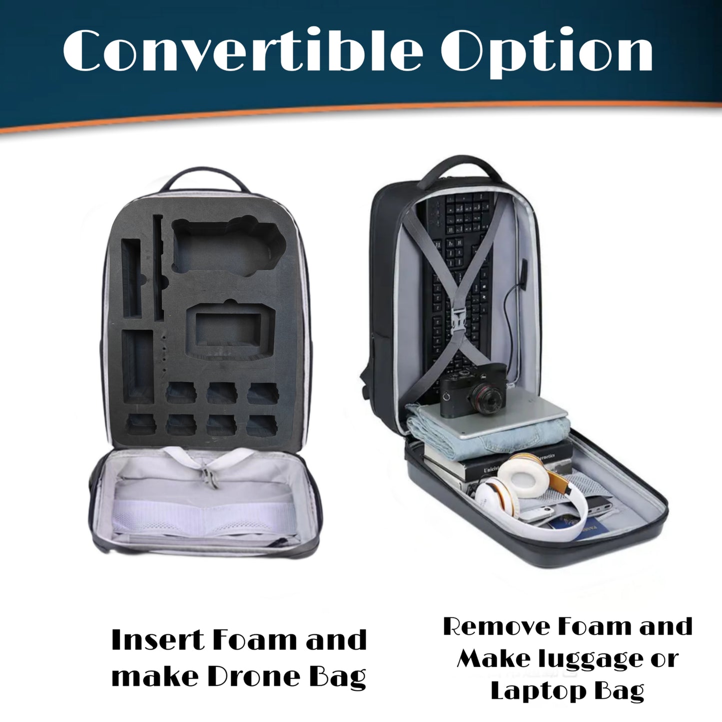 Multipurpose Hard Shell Waterproof Backpack for DJI Air 2s & Accessories (Black)