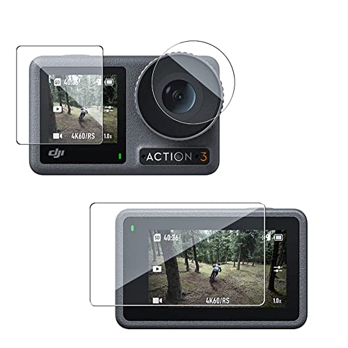 Tempered Glass Screen Protector for DJI Osmo Action 3 and 4 (Set of 3)