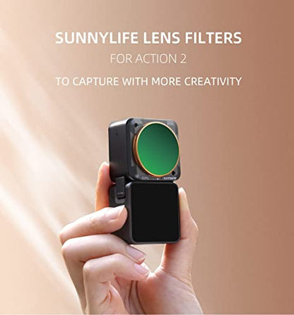 Filters 4 in 1 Set for DJI Action 2 Camera Nd Filters(ND4/PL,ND8/PL,ND16/PL,ND32/PL) (4 in 1 Ndpl Filters Set) GetZget
