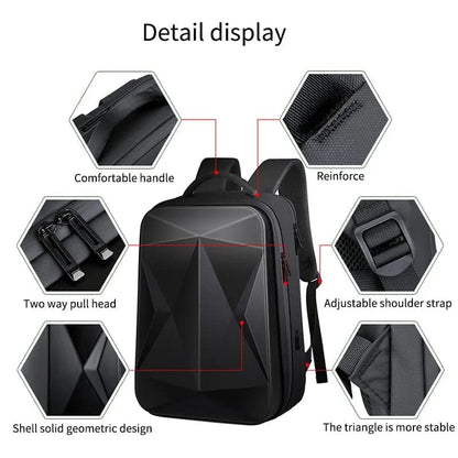 Laptop Carrying Case Bag For College/ Office/ Travel/ Outdoors Fashion Hard Case Backpack With Charging Port & Number Lock GetZget