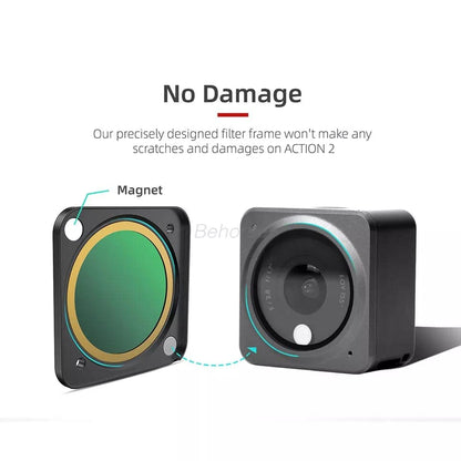 Filters 4 in 1 Set for DJI Action 2 Camera Nd Filters(ND4/PL,ND8/PL,ND16/PL,ND32/PL) (4 in 1 Ndpl Filters Set) GetZget