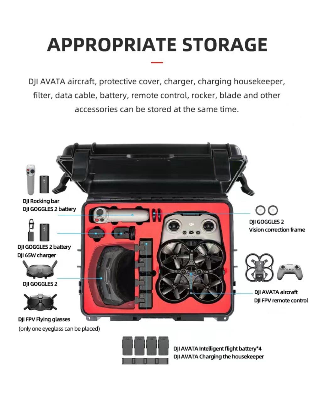 Waterproof Super Hard Shell Carrying Case for DJI Avata (view 3)