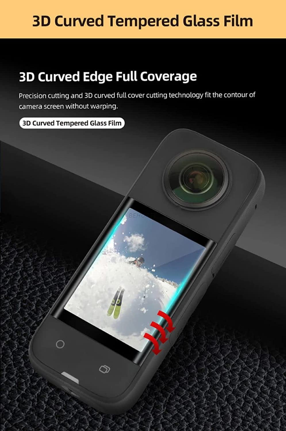 Tempered Glass Screen Protector for Insta360 One X3 (3D Curved, 2 Films) (view 9)