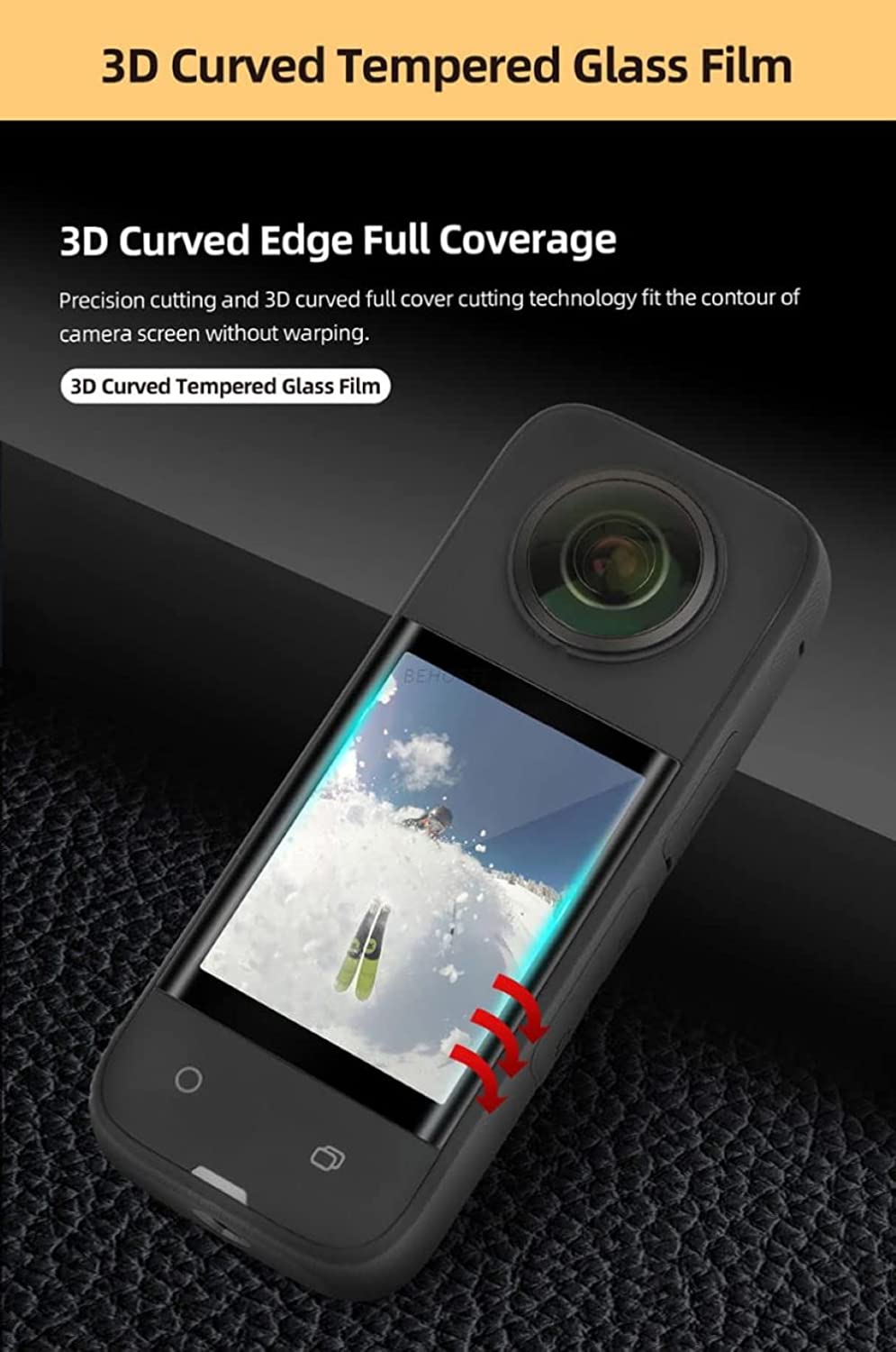 Tempered Glass Film for Insta360 One X3 HD 3D Curved Screen, Dust, Scratch Guard Protective Accessories (2 Films) GetZget