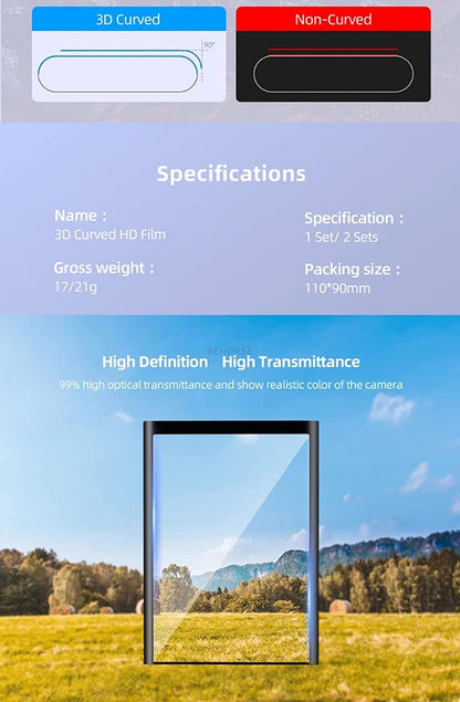Tempered Glass Film for Insta360 One X3 HD 3D Curved Screen, Dust, Scratch Guard Protective Accessories (2 Films) GetZget